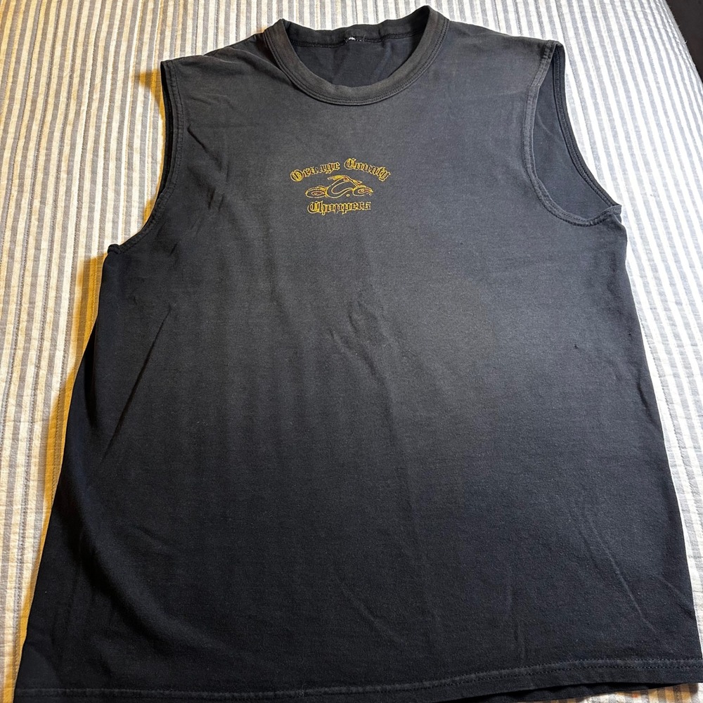 Orange County Choppers OCC Mens Sleeveless Muscle T-Shirt Faded Biker Large